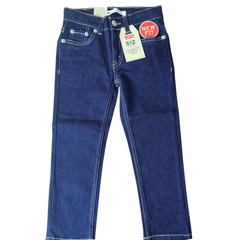 Levis 512 Slim Taper‎ Kids Jeans Dark Wash Blue Adjustable Waist Size 4 Regular